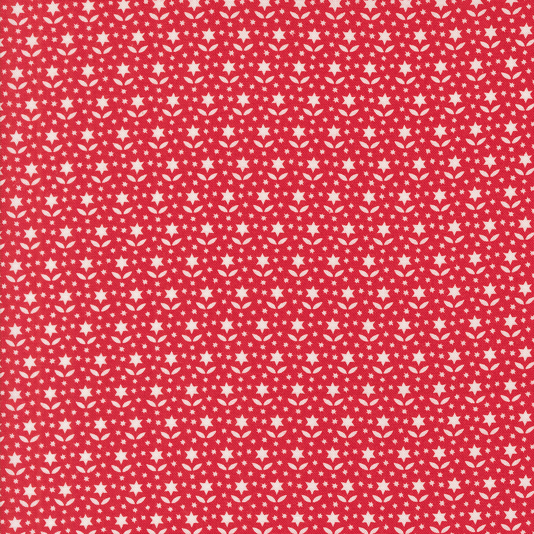 Star Blooms in Pomegranate quilting fabric, part of the Buon Natale fabric collection by Fig Tree & Co. (SKU: 35405 14)