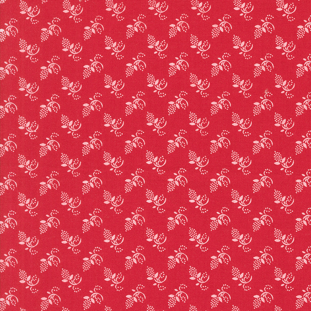 Winter Buds in Pomegranate quilting fabric, part of the Buon Natale fabric collection by Fig Tree & Co. (SKU: 35404 14)
