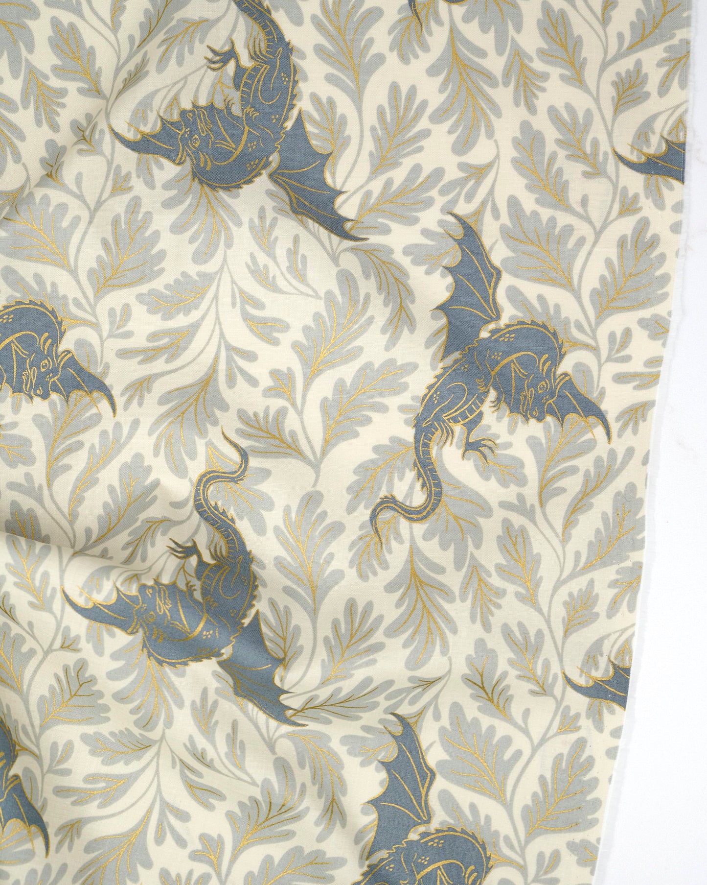 Dragon Lair in Metallic Oyster - Fireglow by Sarah Watts - Half Yard Fabric (Preorder)