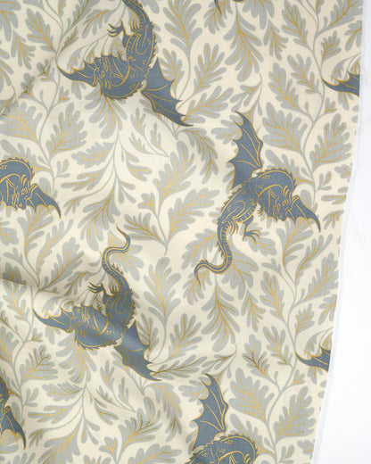 Dragon Lair in Metallic Oyster - Fireglow by Sarah Watts - Half Yard Fabric (Preorder)