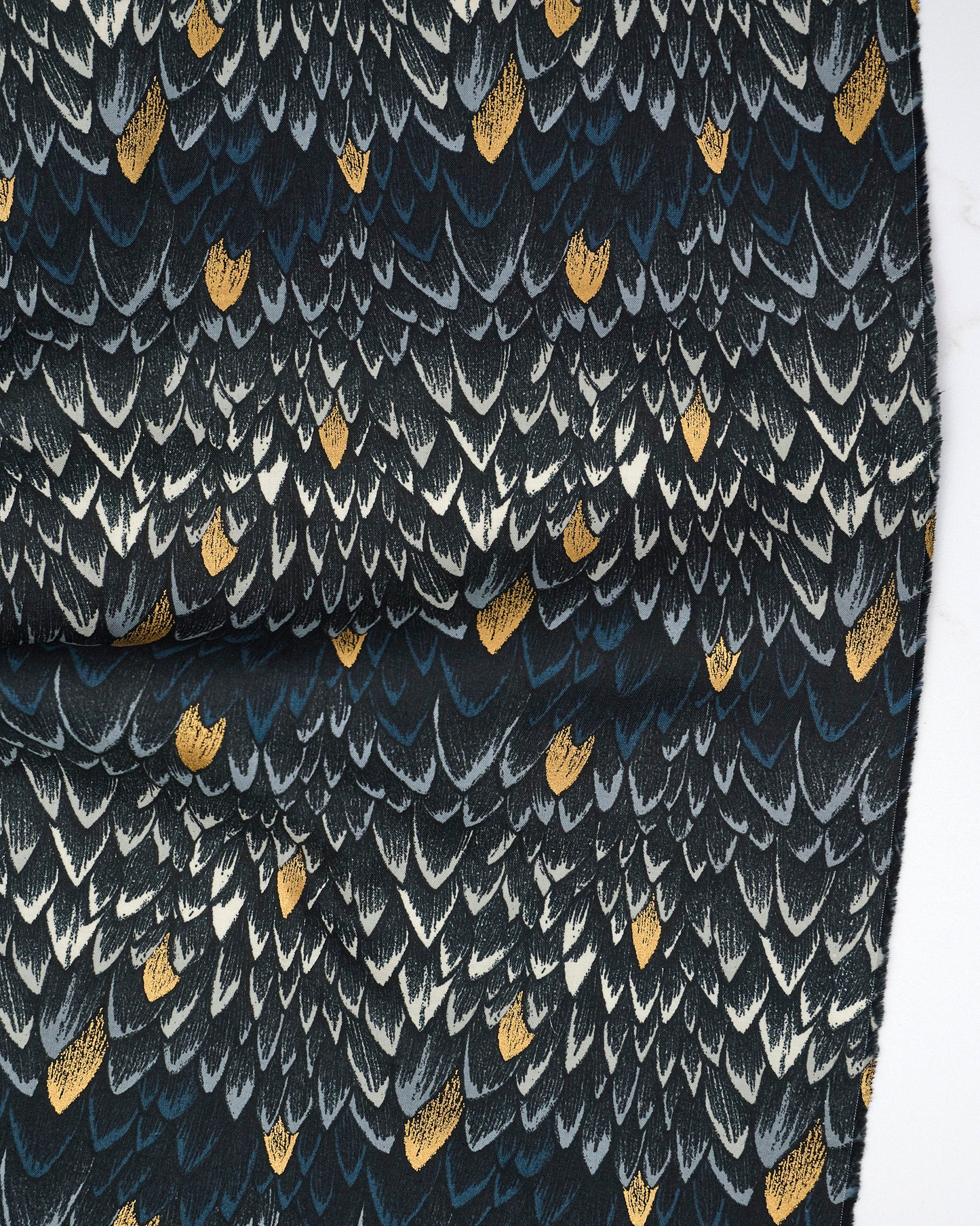 Scales in Metallic Smoke - Fireglow by Sarah Watts - Half Yard Fabric (Preorder)