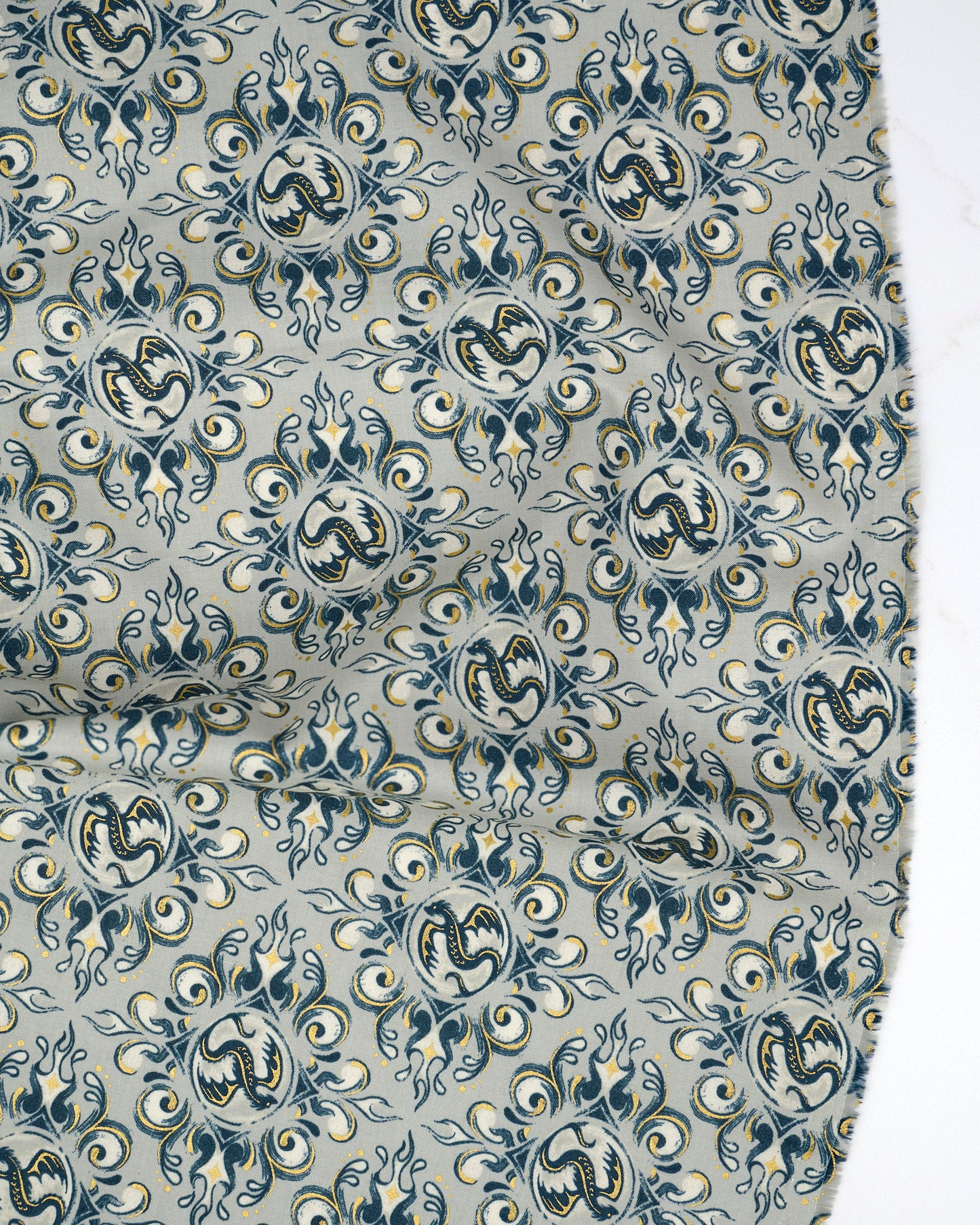 Emblem in Metallic Oyster - Fireglow by Sarah Watts - Half Yard Fabric (Preorder)