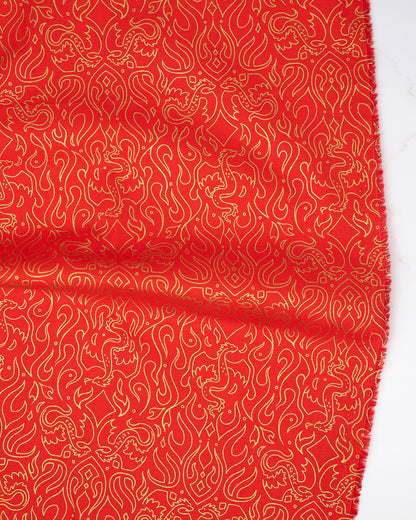 Scribe in Metallic Dark Ruby - Fireglow by Sarah Watts - Half Yard Fabric (Preorder)