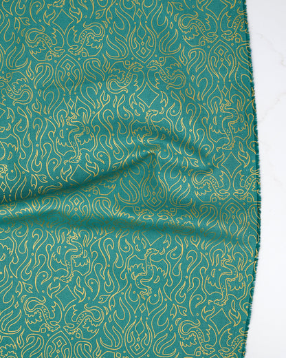 Scribe in Metallic Watercress - Fireglow by Sarah Watts - Half Yard Fabric (Preorder)