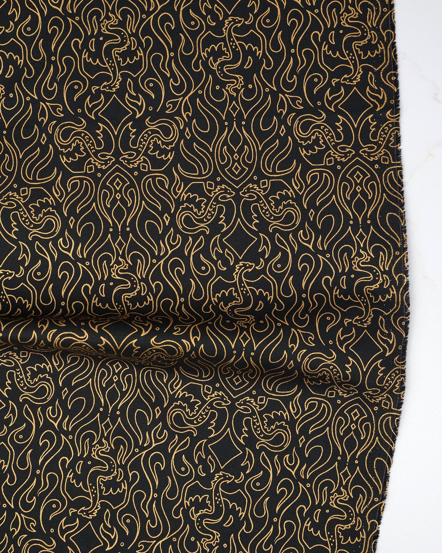 Scribe in Metallic Black - Fireglow by Sarah Watts - Half Yard Fabric (Preorder)