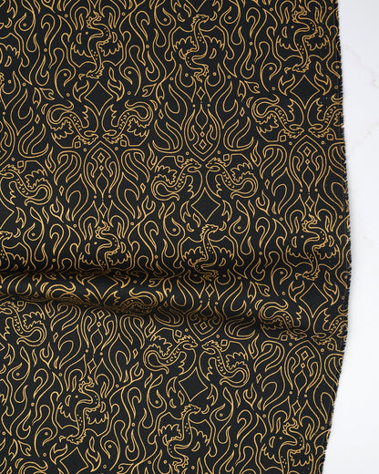 Scribe in Metallic Black - Fireglow by Sarah Watts - Half Yard Fabric (Preorder)