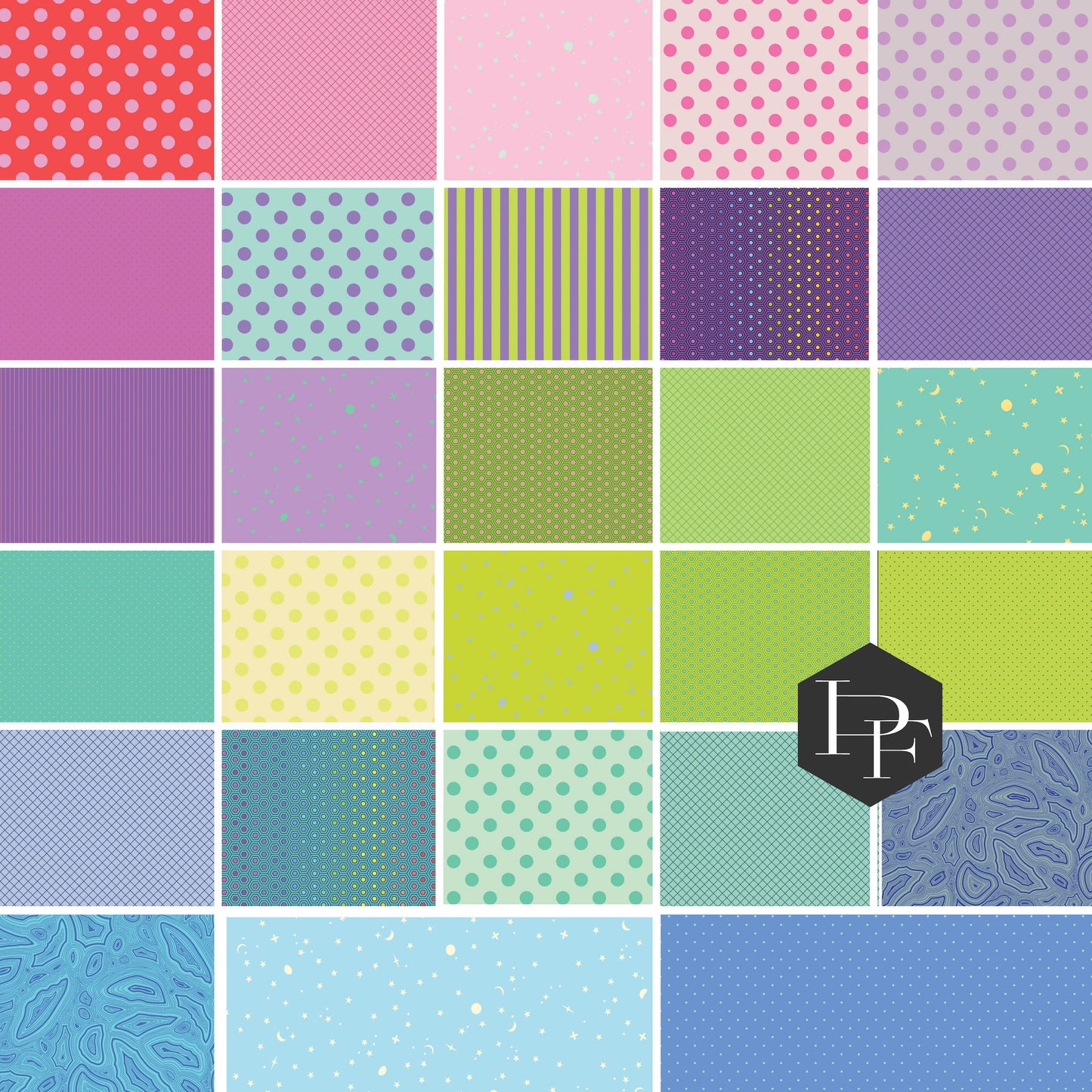 Collection of Floral Reef coordinating fabrics, selected by Tula Pink