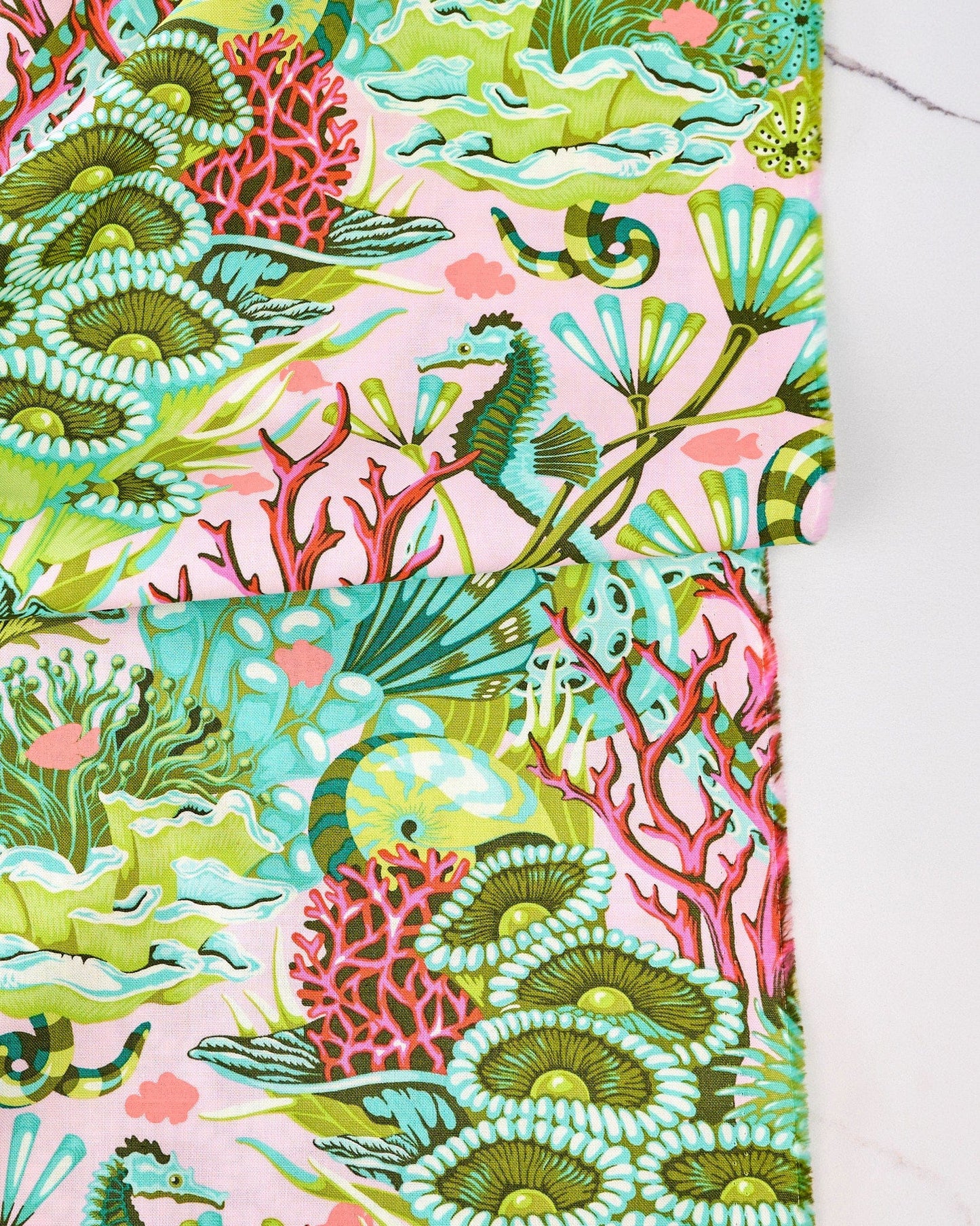 Reef What You Sew in Coralline quilting fabric, part of the Floral Reef fabric collection by Tula Pink (SKU: PWTP264.CORALLINE)