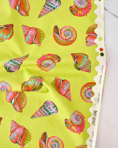 Lil Shelly in Seagrass quilting fabric, part of the Floral Reef fabric collection by Tula Pink (SKU: PWTP266.SEAGRASS)