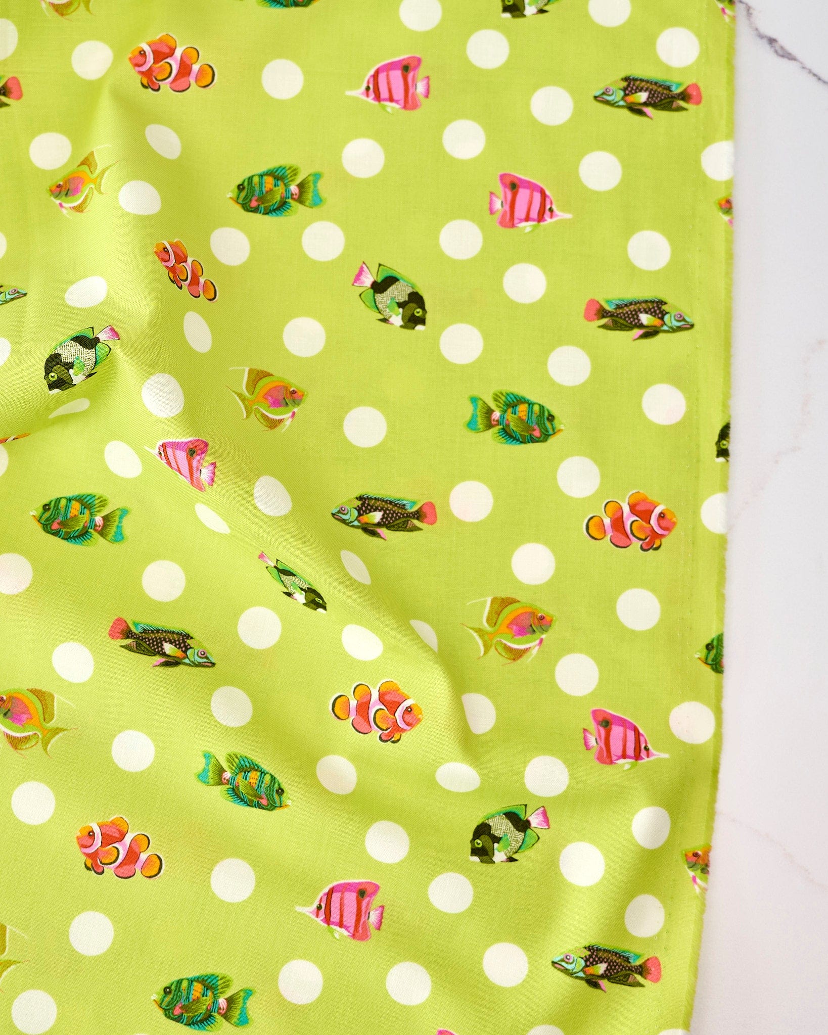 School Crossing in Seagrass quilting fabric, part of the Floral Reef fabric collection by Tula Pink (SKU: PWTP268.SEAGRASS)