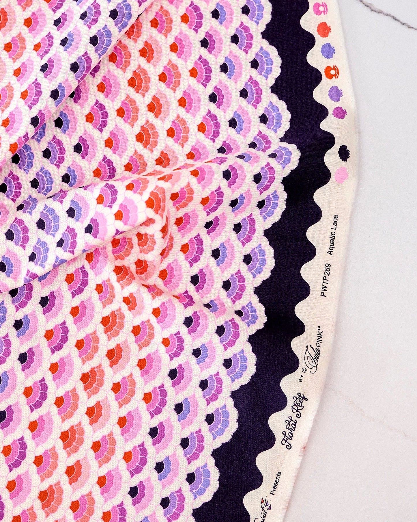 Aquatic Lace in Ultraviolet quilting fabric, part of the Floral Reef fabric collection by Tula Pink (SKU: PWTP269.ULTRAVIOLET)
