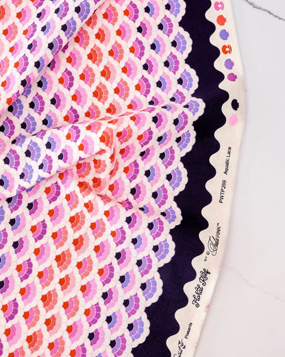 Aquatic Lace in Ultraviolet quilting fabric, part of the Floral Reef fabric collection by Tula Pink (SKU: PWTP269.ULTRAVIOLET)