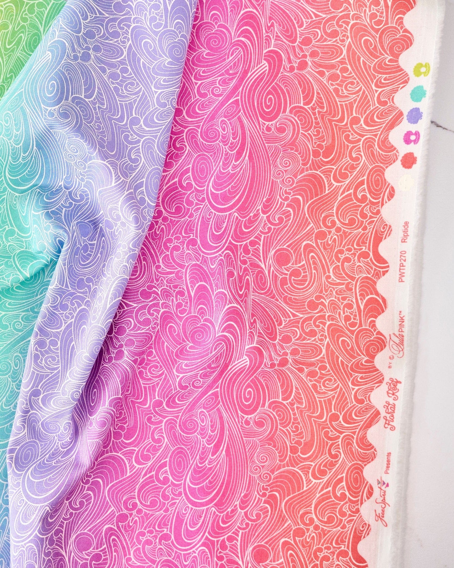 Riptide quilting fabric, part of the Floral Reef fabric collection by Tula Pink (SKU: PWTP270.DEEPDIVE)