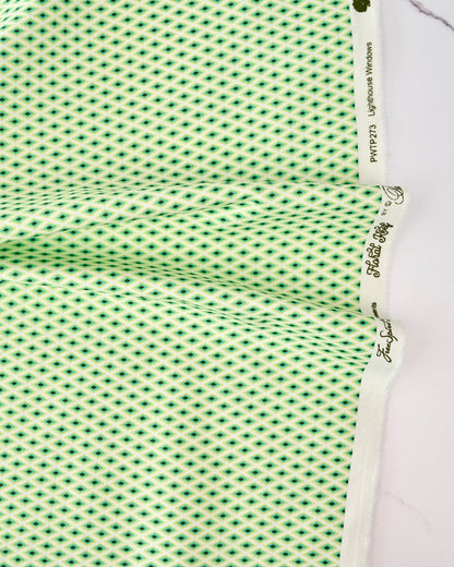 Lighthouse Windows in Seagrass quilting fabric, part of the Floral Reef fabric collection by Tula Pink (SKU: PWTP273.SEAGRASS)