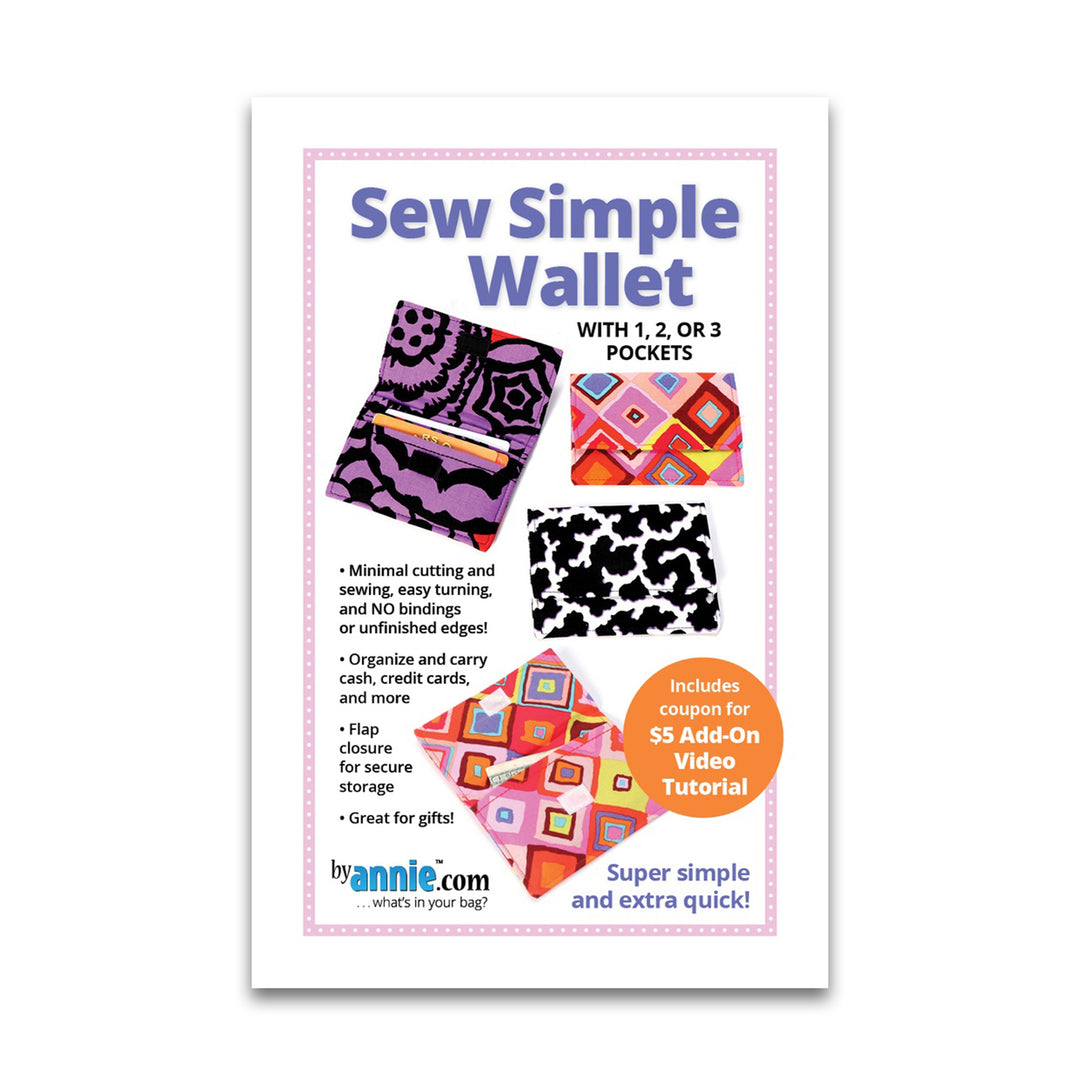 Sew Simple Wallet - Pattern by By Annie - Paper Pattern - PBA304
