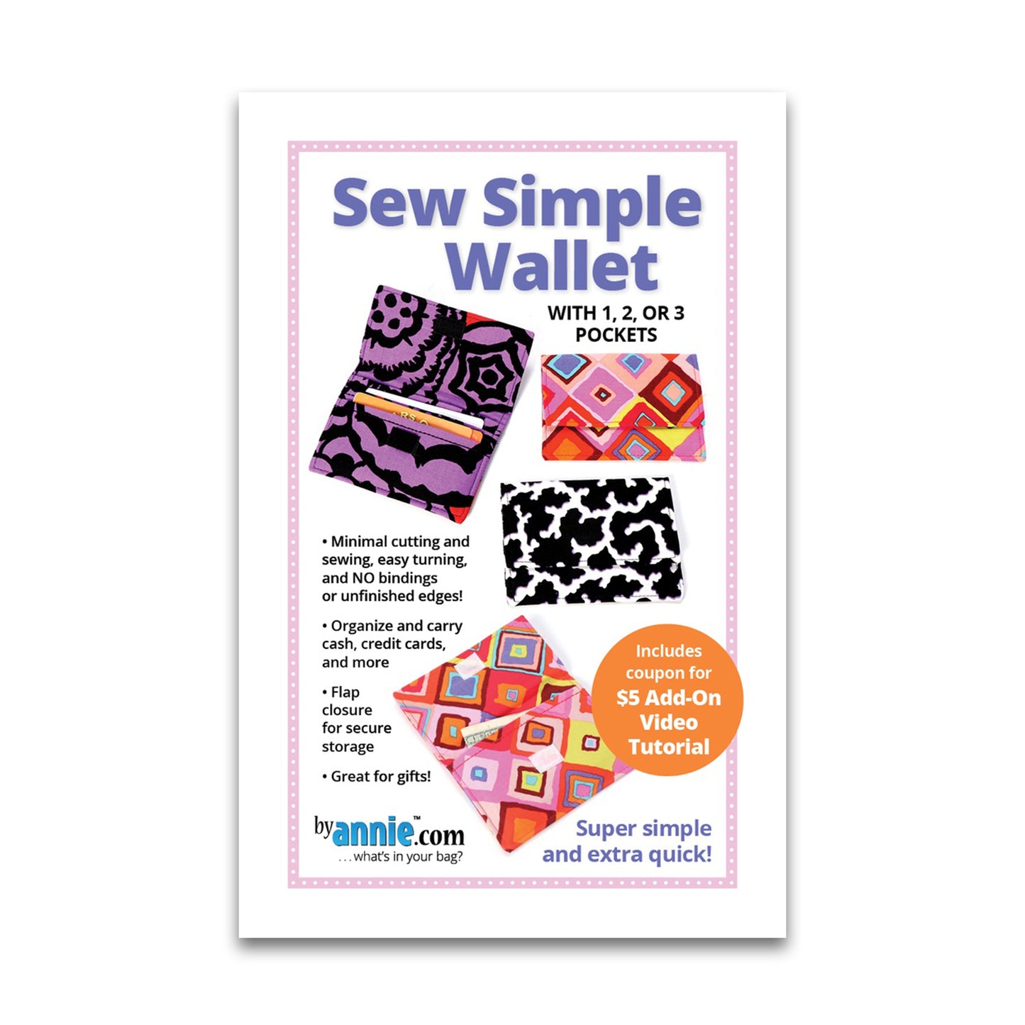 Sew Simple Wallet - Pattern by By Annie - Paper Pattern - PBA304