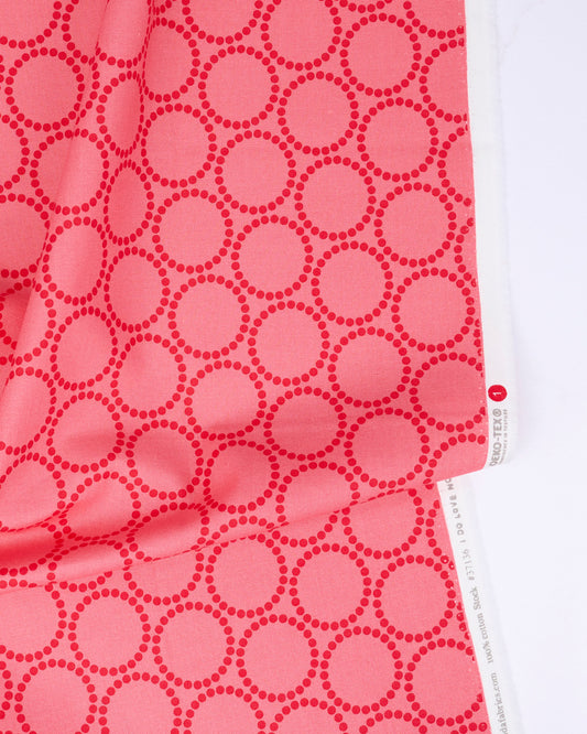 Pearl Bracelet in Coral - Funny Valentine by Lizzy House - Half Yard Fabric