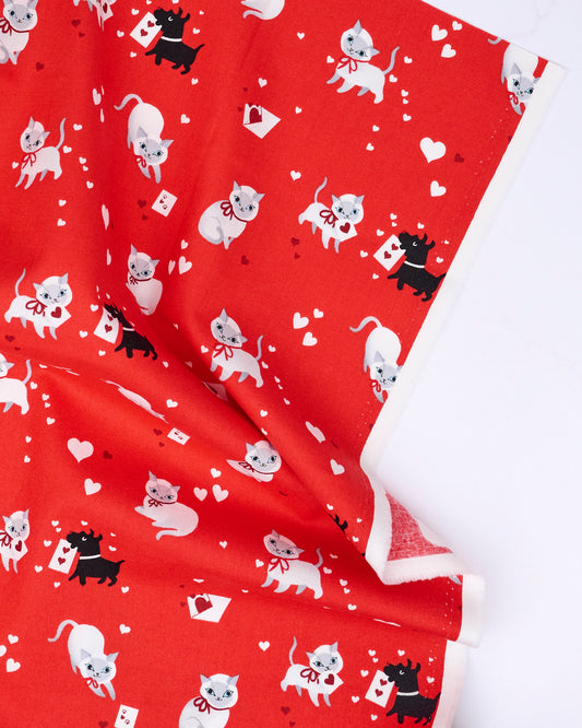 Kitty in Love - Funny Valentine by Lizzy House - Half Yard Fabric
