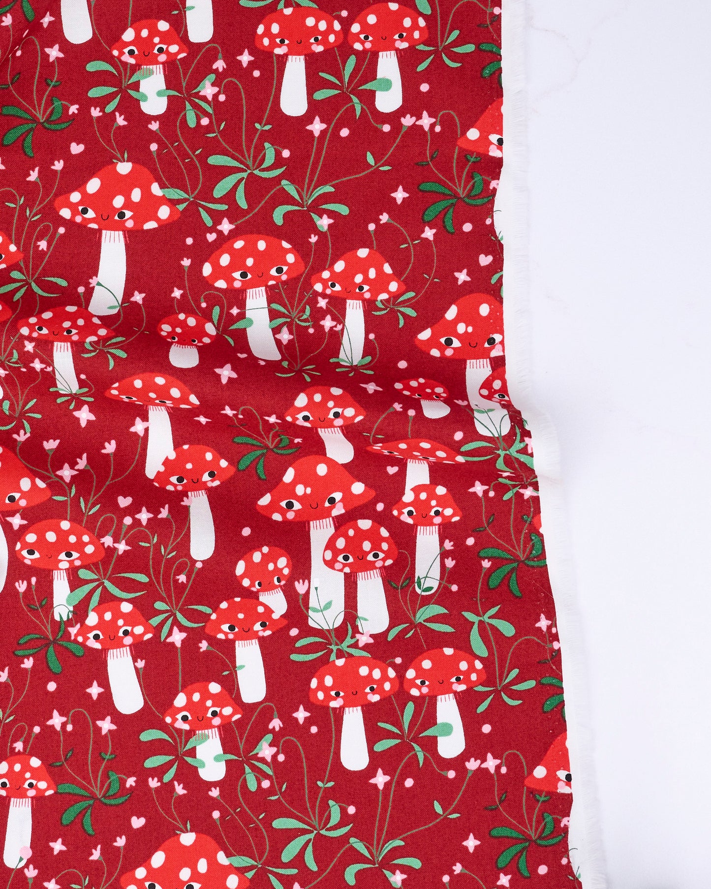 Mushrooms in Rose - Funny Valentine by Lizzy House - Half Yard Fabric