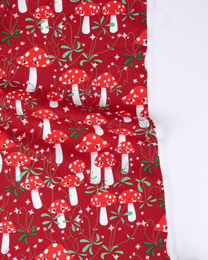 Mushrooms in Rose - Funny Valentine by Lizzy House - Half Yard Fabric