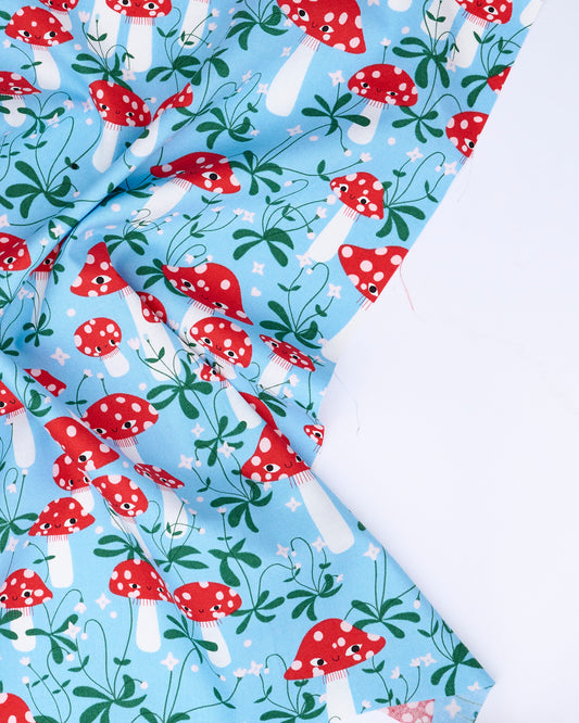 Mushrooms in Sky - Funny Valentine by Lizzy House - Half Yard Fabric