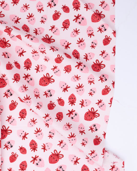 Strawberries in Blush - Funny Valentine by Lizzy House - Half Yard Fabric
