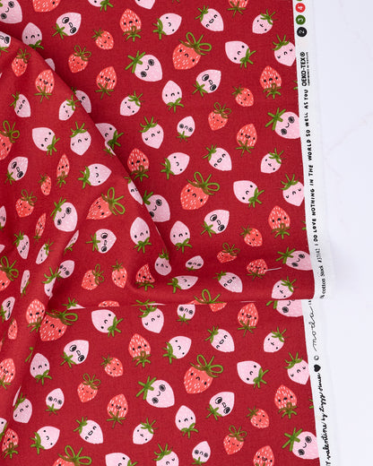 Strawberries in Rose - Funny Valentine by Lizzy House - Half Yard Fabric