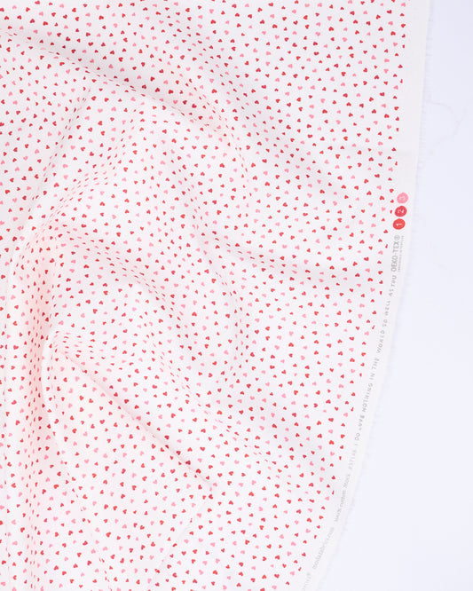 Tiny Hearts in Champagne/Red - Funny Valentine by Lizzy House - Half Yard Fabric