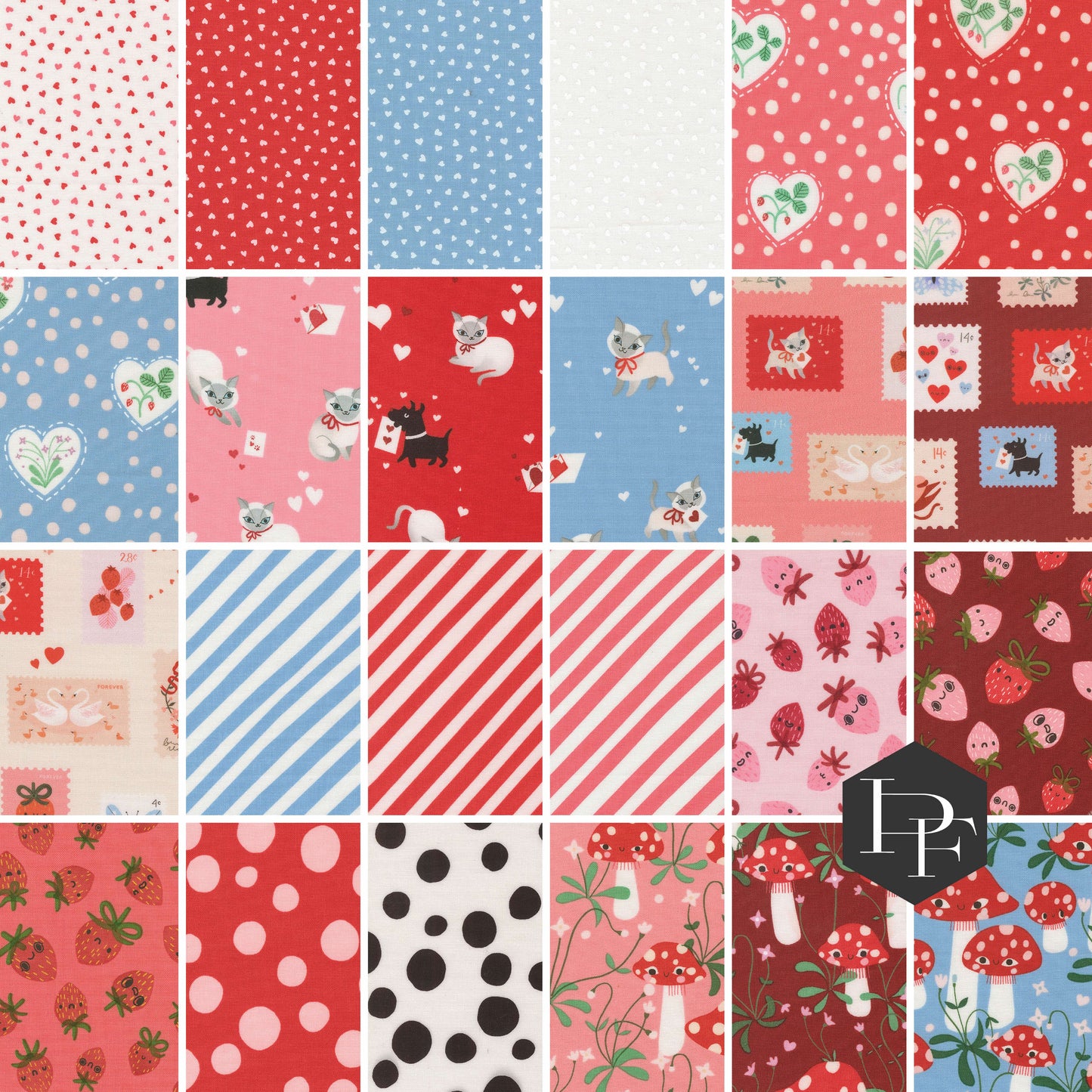 Funny Valentine Half Yard Bundle by Lizzy House - 24 pieces (Preorder)