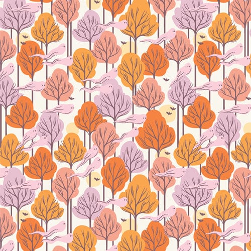 A closeup shot of the quilting fabric pattern called Phantom Forest Ray, designed by AGF Studio as part of the Ghostly & Haunted collection. The SKU is GHH13141.