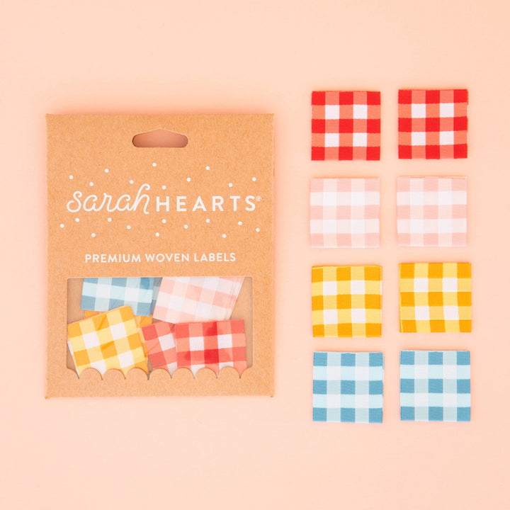 Sarah Hearts - Gingham Multipack - Sewing Woven Clothing Label Tags - LP189