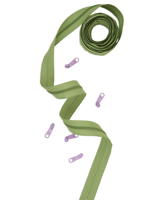 ByAnnie - 72" Olive Zipper with 8 Orchid Pulls