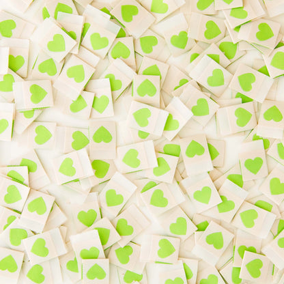 Sarah Hearts - Green Hearts - Sewing Woven Clothing Label Tags - LP166