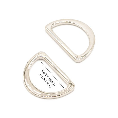 By Annie - 1" D Ring, Flat - Set of Two - Nickel