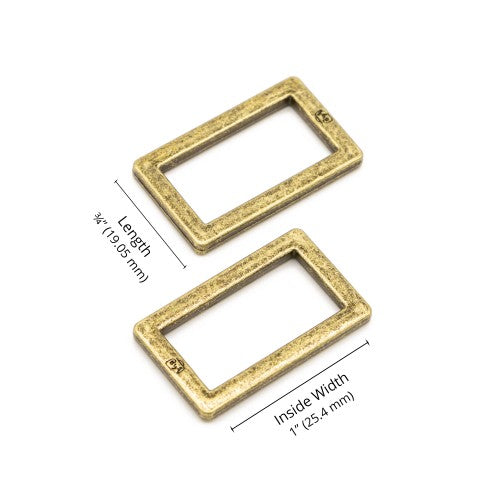 ByAnnie - 1" Rectangle Ring, Flat - Set of Two - Antique Bronze