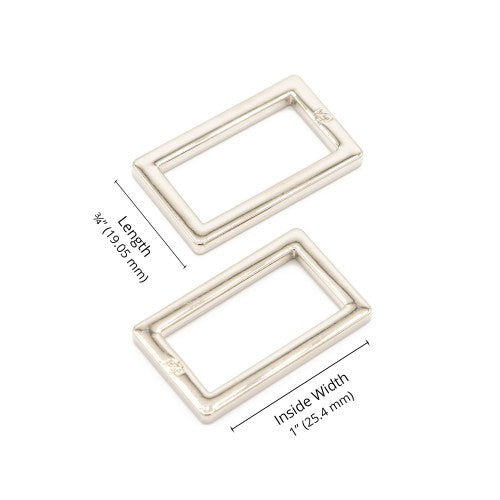 ByAnnie - 1" Rectangle Ring, Flat - Set of Two - Nickel