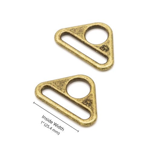 By Annie - 1" Triangle Ring - Flat, Set of Two - Antique Brass