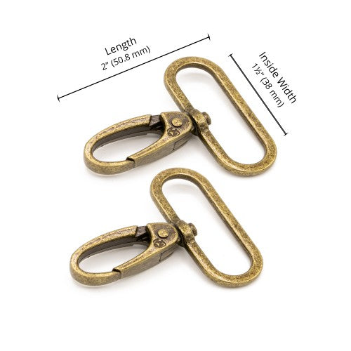 By Annie - 1-1/2" Swivel Hook - Set of Two - Antique Brass