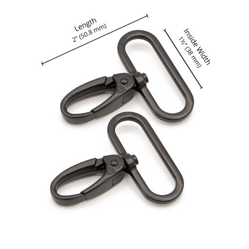 By Annie - 1-1/2" Swivel Hook - Set of Two - Black