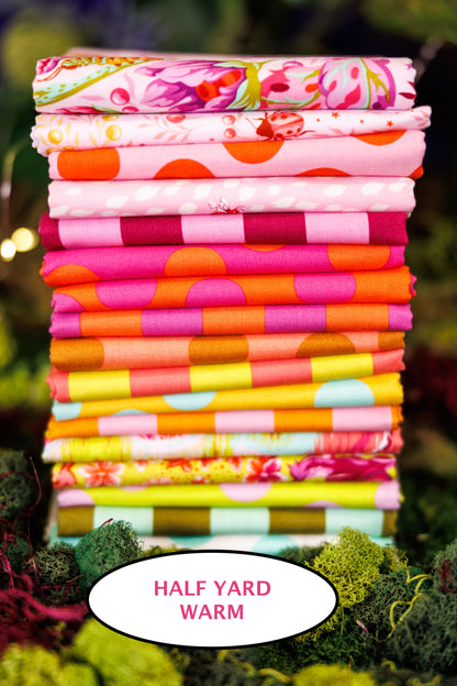 Down to Earth + True Colors Sticks and Stones WARM HALF YARD BUNDLE by Tula Pink, 18 pieces (Preorder)