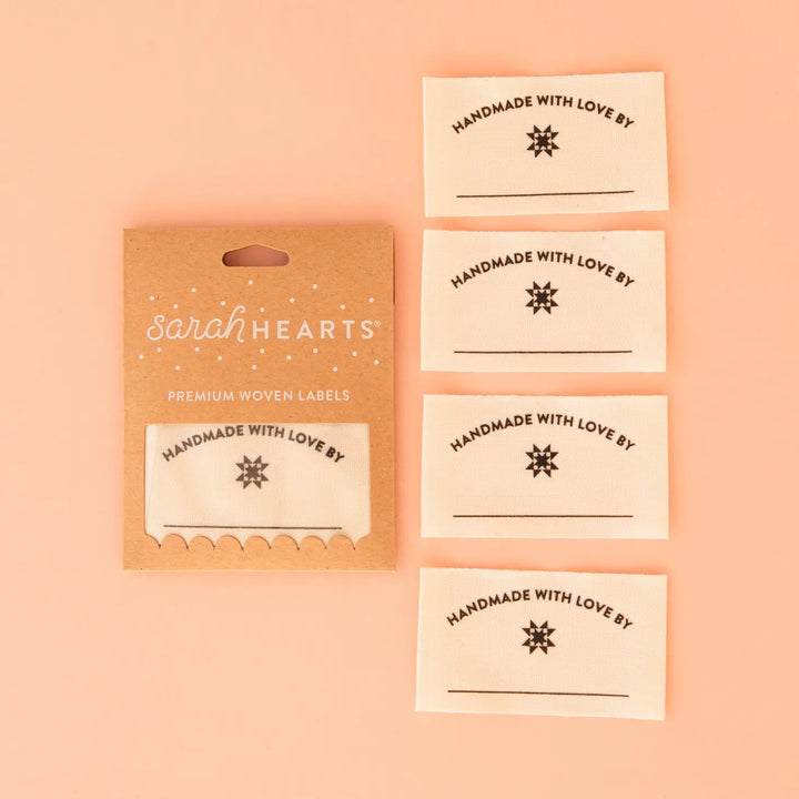 Sarah Hearts - Handmade with Love Write-In Labels - Sewing Woven Clothing Label Tags - LC188