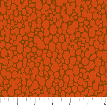 Detailed pattern of Heather Bailey's Pop Sugar collection quilting fabric, pebble pattern burnt orange color. SKU 92059-36.