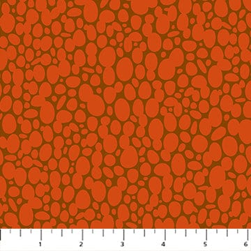 Detailed pattern of Heather Bailey's Pop Sugar collection quilting fabric, pebble pattern burnt orange color. SKU 92059-36.
