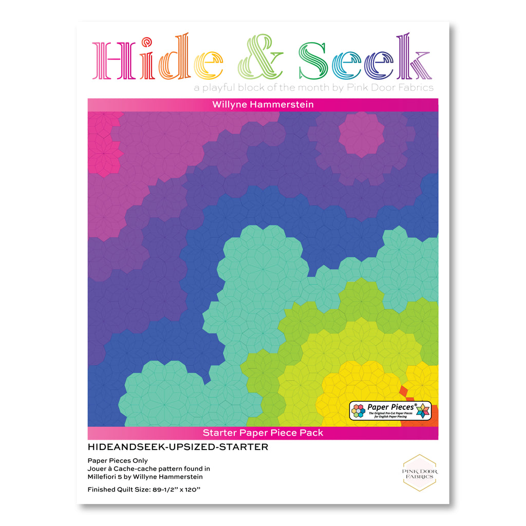 Upsized Hide and Seek Starter Paper Pieces Set HIDEANDSEEK UPSIZED Pink Door Fabrics