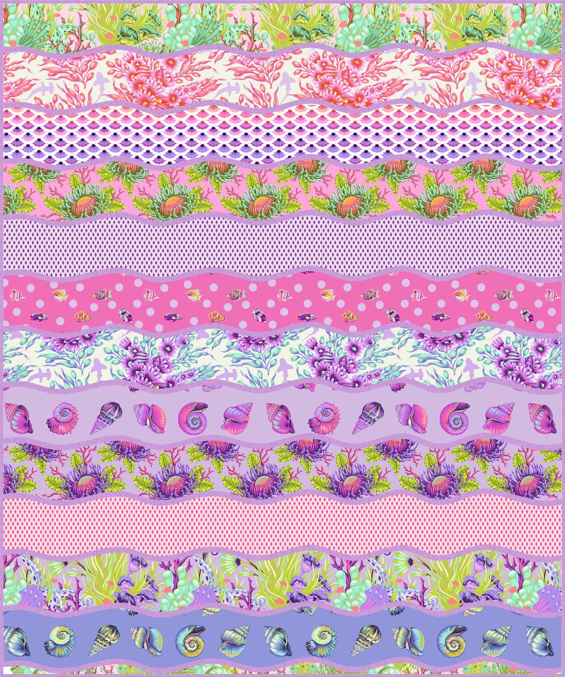 High Tide Quilt Kit, part of the Floral Reef fabric collection by Tula Pink. SKU KIT2QTTP.FRHT