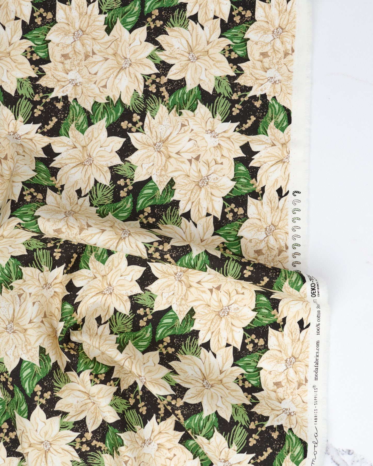 Vintage Poinsettia in Midnight - Holiday Cheer by Stacy Iest Hsu - Half Yard Fabric (Preorder)