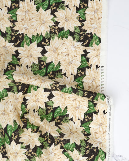 Vintage Poinsettia in Midnight - Holiday Cheer by Stacy Iest Hsu - Half Yard Fabric (Preorder)