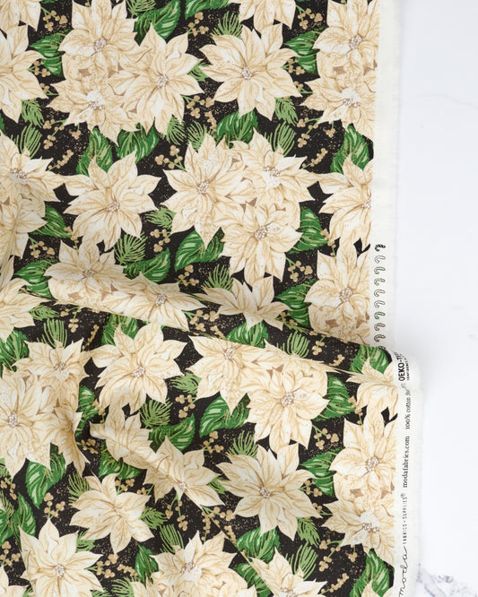 Vintage Poinsettia in Midnight - Holiday Cheer by Stacy Iest Hsu - Half Yard Fabric (Preorder)