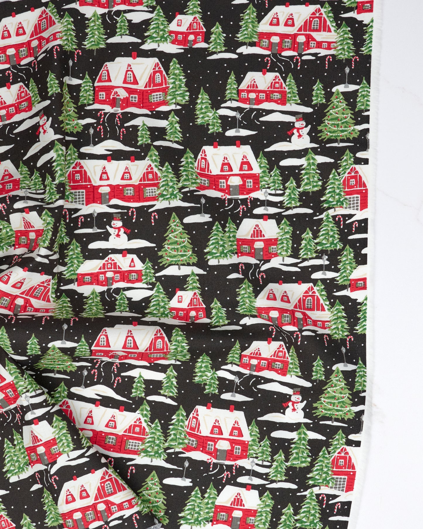 Cardinals Village in Midnight - Holiday Cheer by Stacy Iest Hsu - Half Yard Fabric (Preorder)