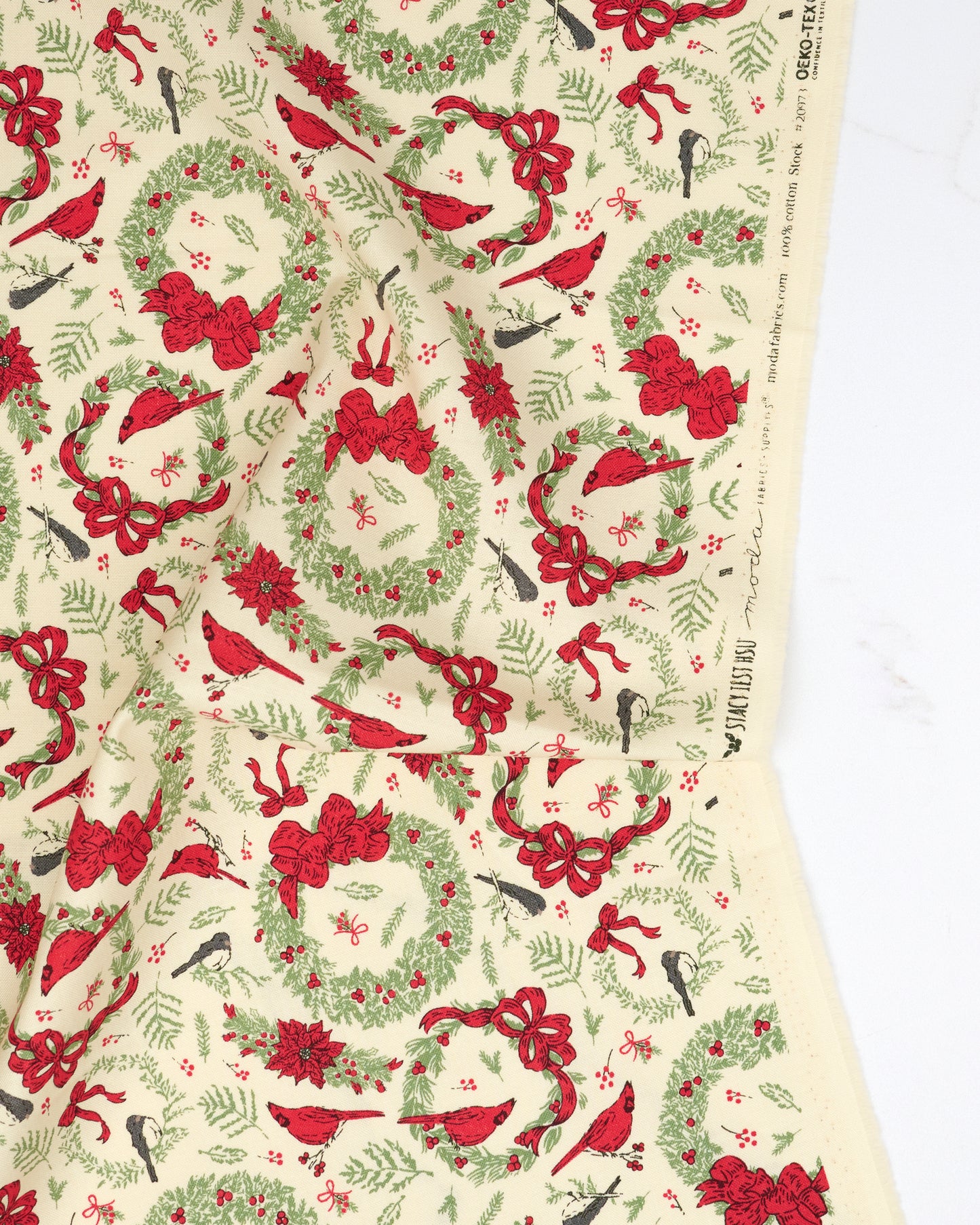 Deck the Halls in Natural - Holiday Cheer by Stacy Iest Hsu - Half Yard Fabric (Preorder)